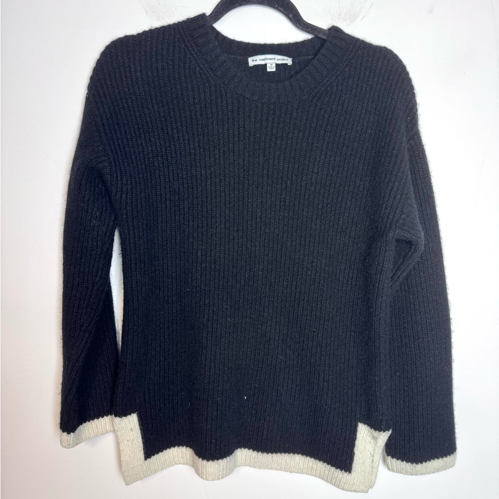 Cashmere Project Black Sweater White Colorblock